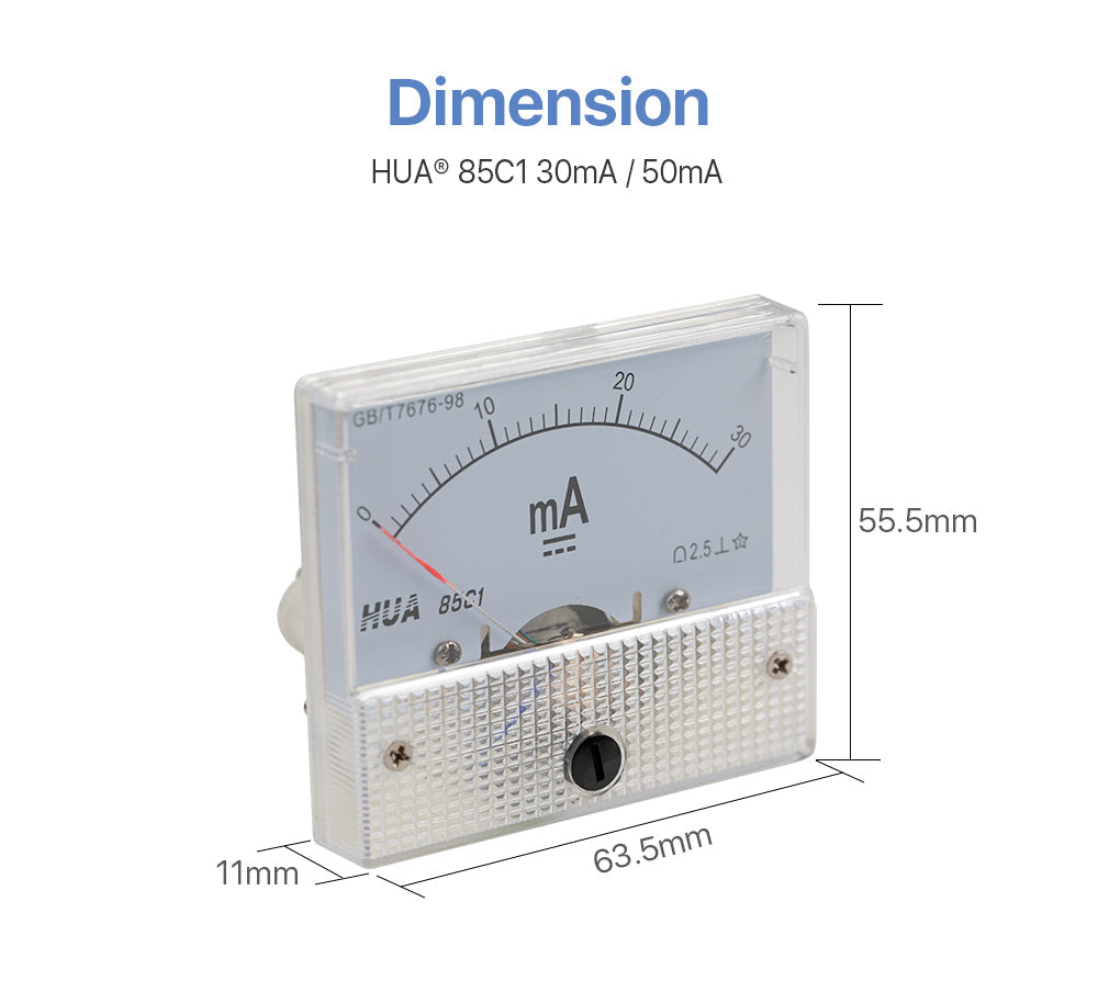 Ammeter Analog Amp Panel 50mA HUA 85C1