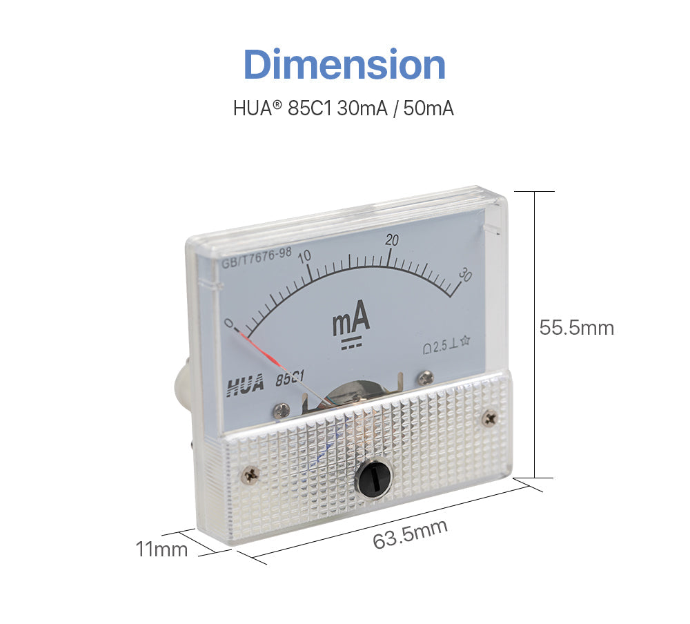 Ammeter Analog Amp Panel 30mA HUA 85C1