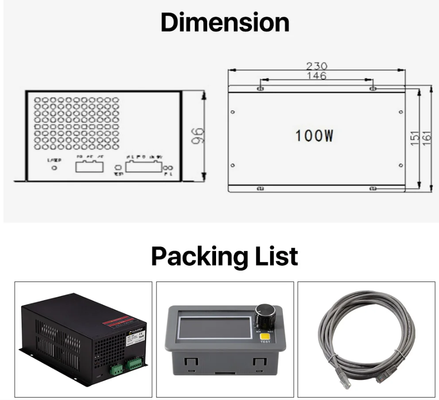 PSU 100W CO2 Laser Power Supply