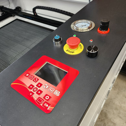 Control panel of the J750 Laser Machine 90-100W RECI T2 700x500mm by MW Laser Australia.