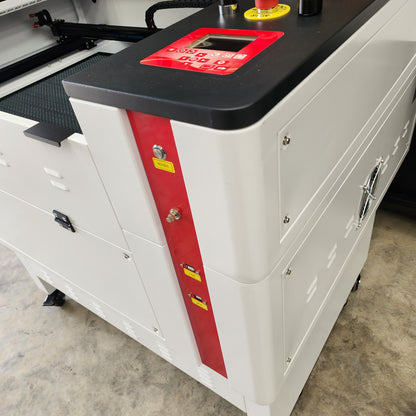 J750 Laser Machine 90-100W RECI T2 display and control panel close-up view