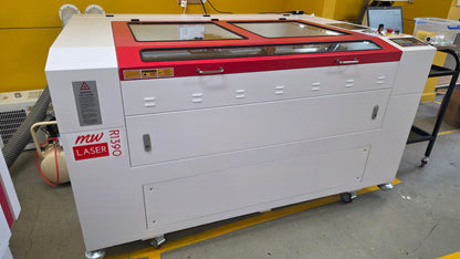 R1390 Laser Machine RECI W4, a fully enclosed laser cutter and engraver, showcasing its robust design and functionality.