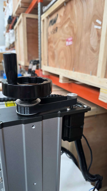 Close-up of the UV Laser Marking Machine RM-UV10X, showcasing the adjustment knob and precision components.