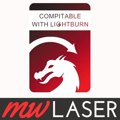 Logo indicating compatibility with LightBurn software for MW Laser Machines