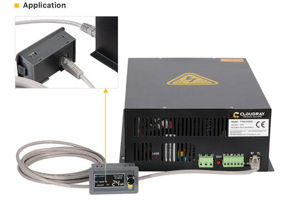 Ammeter LCD Display For MYJG Power Supply connected to MYJG laser power supply with CAT5 cable.