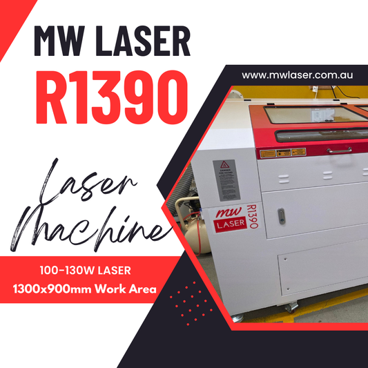 R1390 Laser Machine RECI W4 showcasing 100-130W power and 1300x900mm work area