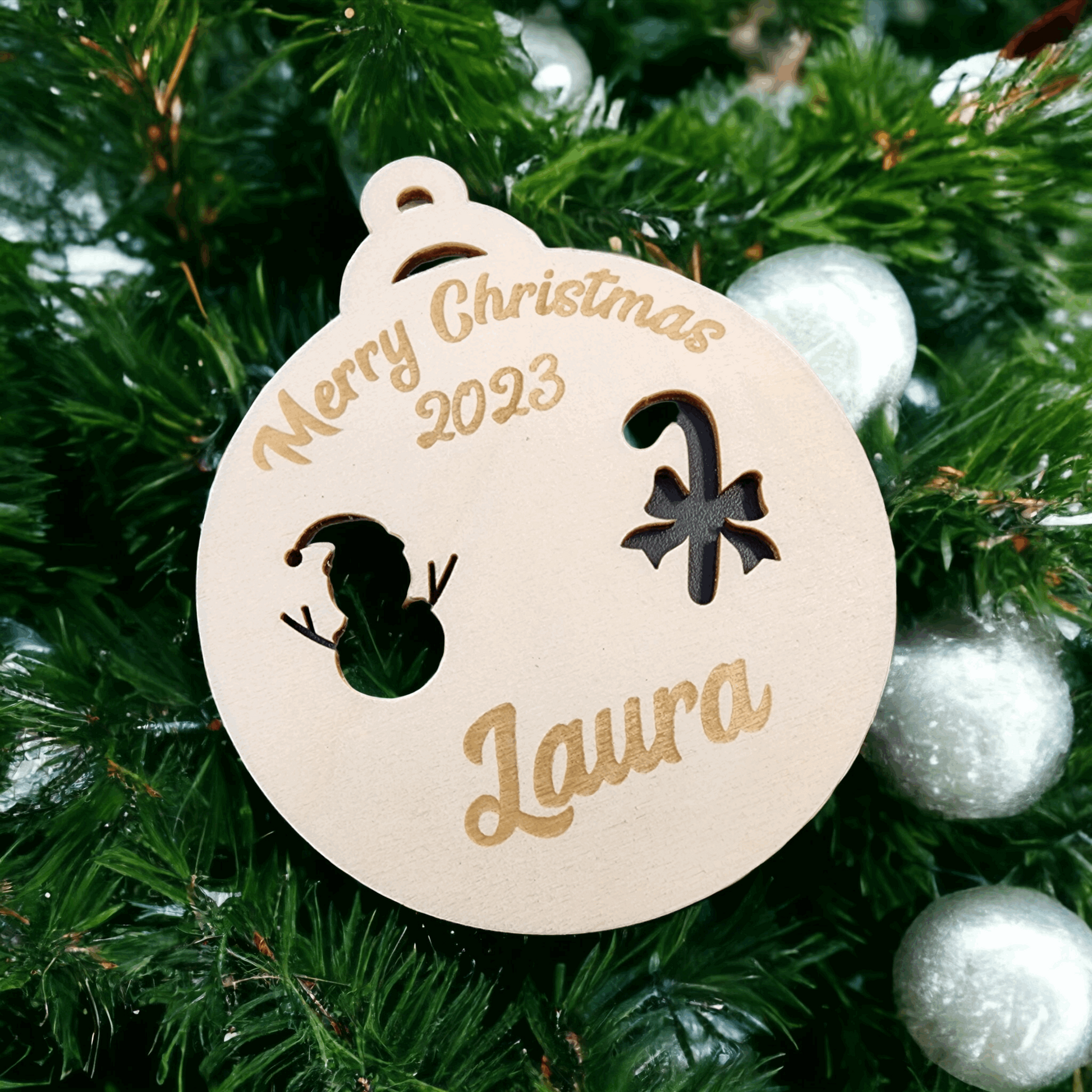 Personalised Christmas Bauble Laser Plans Cut File