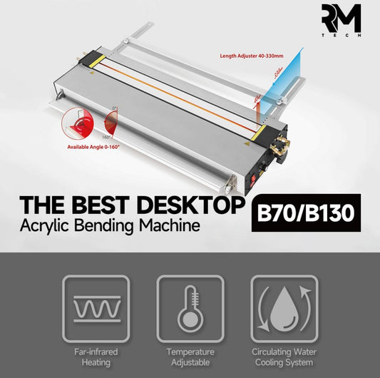 MW Tech Acrylic Bending Machine B70 / B130 with length adjuster and adjustable heating features.