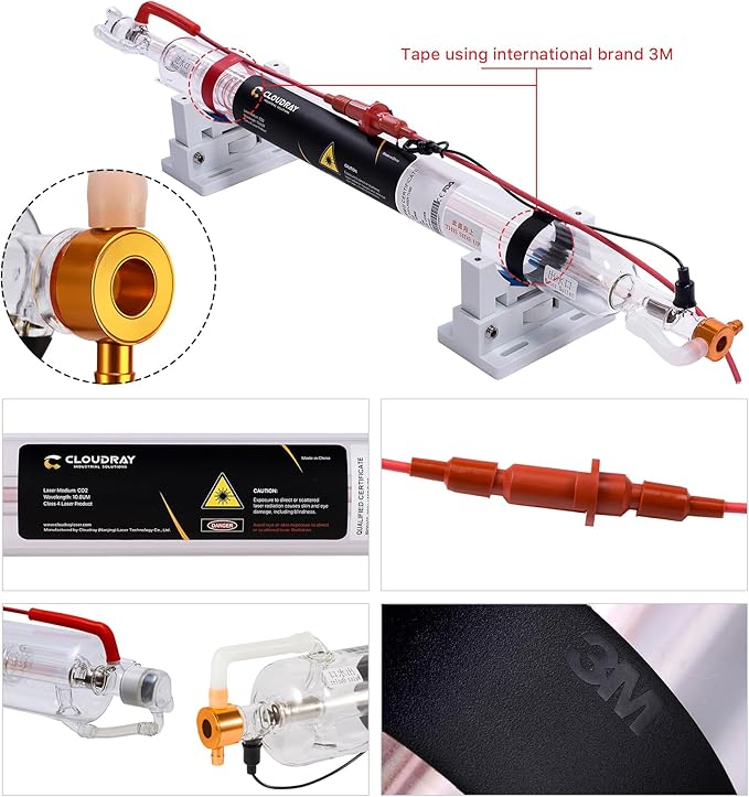 CO2 Laser Tube Upgraded Metal Head CR Series 35-45W (Clearance)