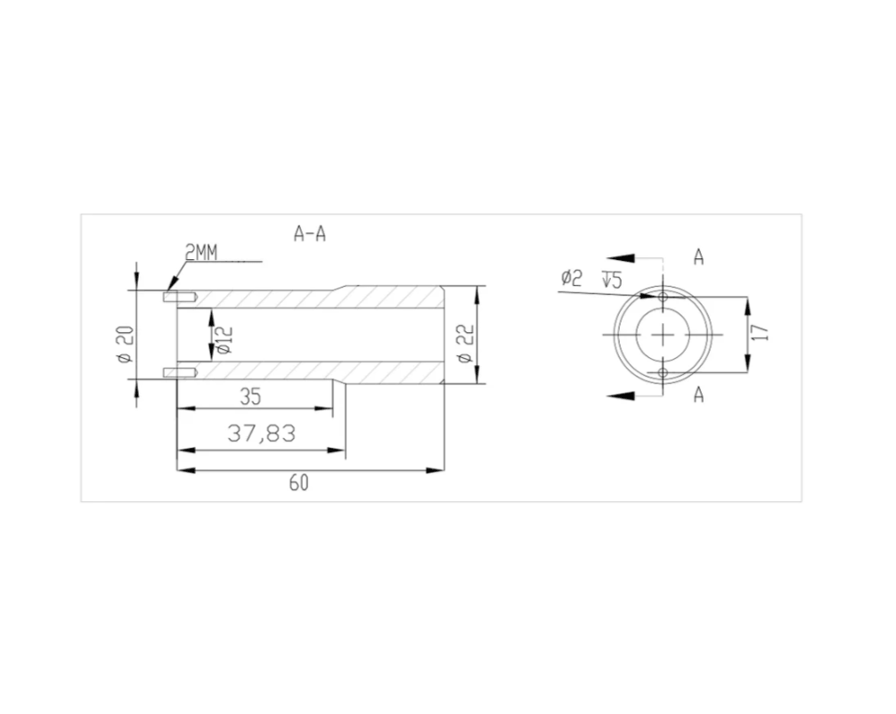 Technical drawing of Laser Lens Mirror Removal Tool with dimensions labeled.