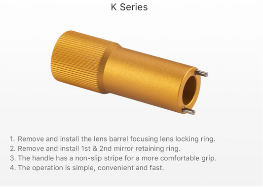 Laser Lens Mirror Removal Tool for K Series, durable design for easy lens and mirror ring installation.
