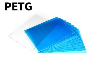 Consumable Packs A3 PETG For Vacuum Forming Machine VACUCU3D showcasing blue and clear sheets of PETG.